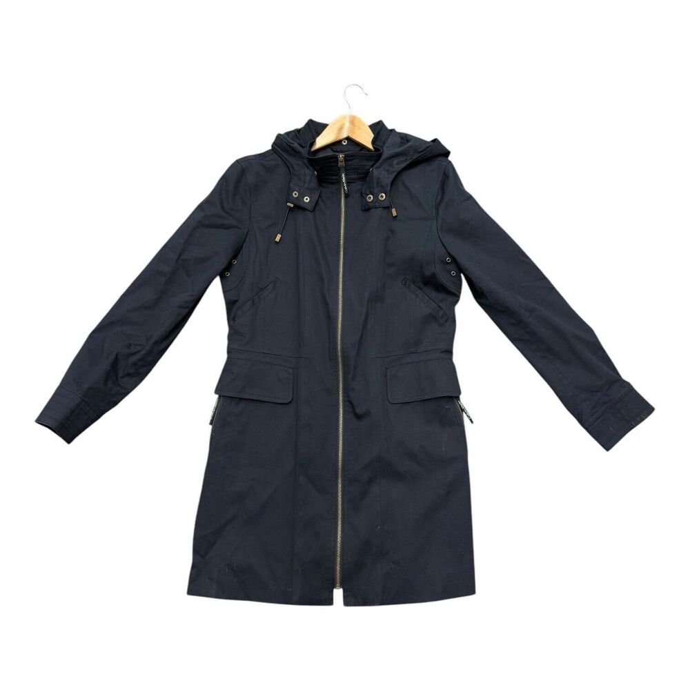 Calvin Klein Hooded Trench coat Womens Black Size 10